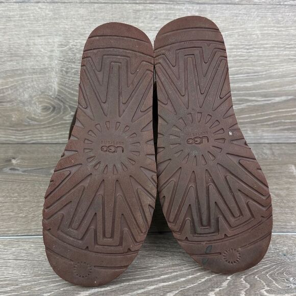 Ugg Mariana Women’s Sz 7 Dark Brown Leather Shearling Rear Lace Winter Boots - Picture 7 of 11